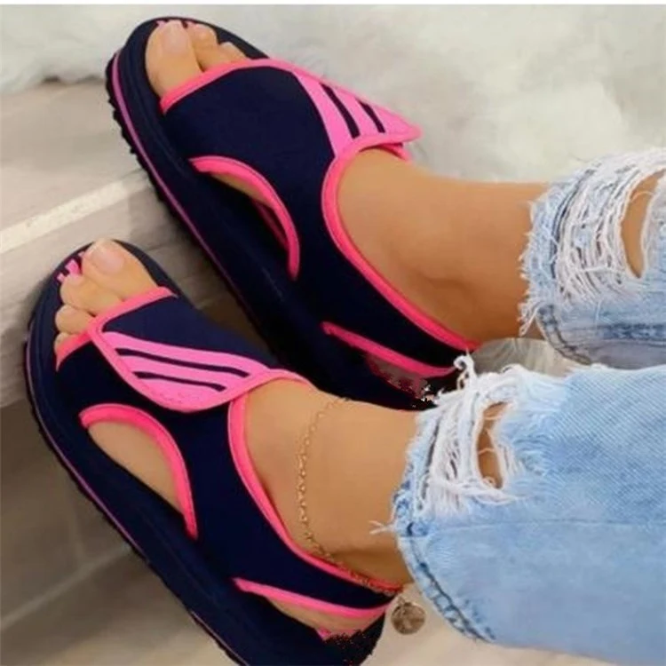 Title 3, Womens Plus Size Velcro Flat Sandals with New ...
