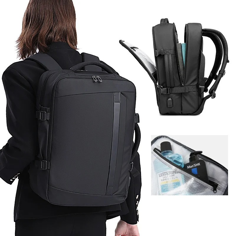 Mochila de viagem de negócios masculina impermeável, à prova d'água, resistente, com compartimentos e ideal para trabalho e viagens. — foto 2