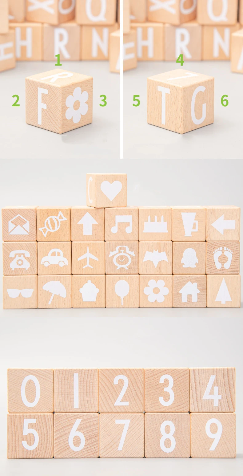 Title 6, Large solid wood building blocks, educational t...