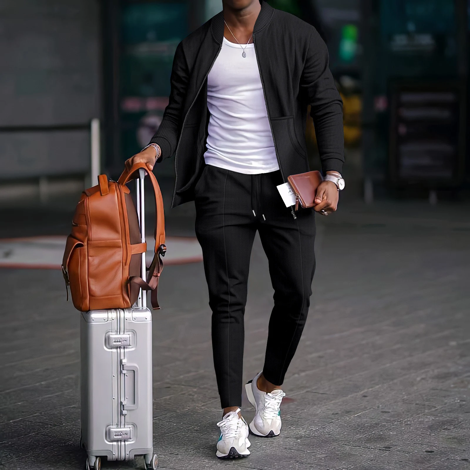 Novo conjunto de casaco com zíper e bolso para uniforme de baseball waffle. Conforto e estilo para o jogo, perfeito para praticar esportes. — foto 1
