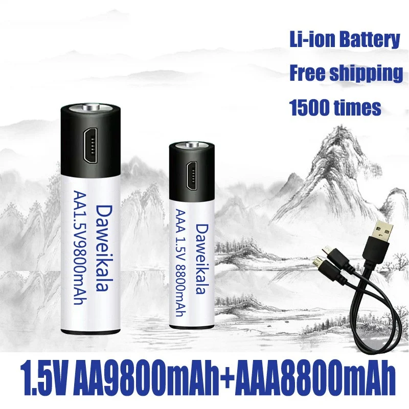 Title 4, New 15V AA AAA USB Rechargeable Battery Univers...