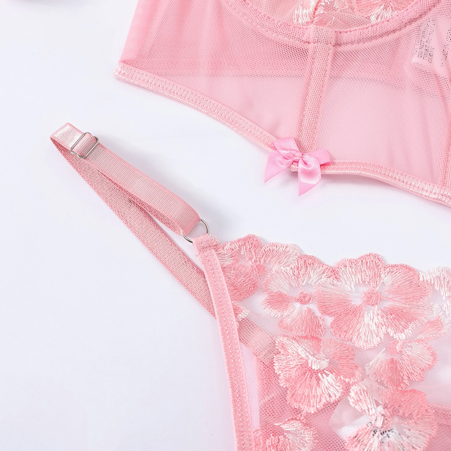 Title 11, Floral Embroidery Halter Underwear Suit for Wom...