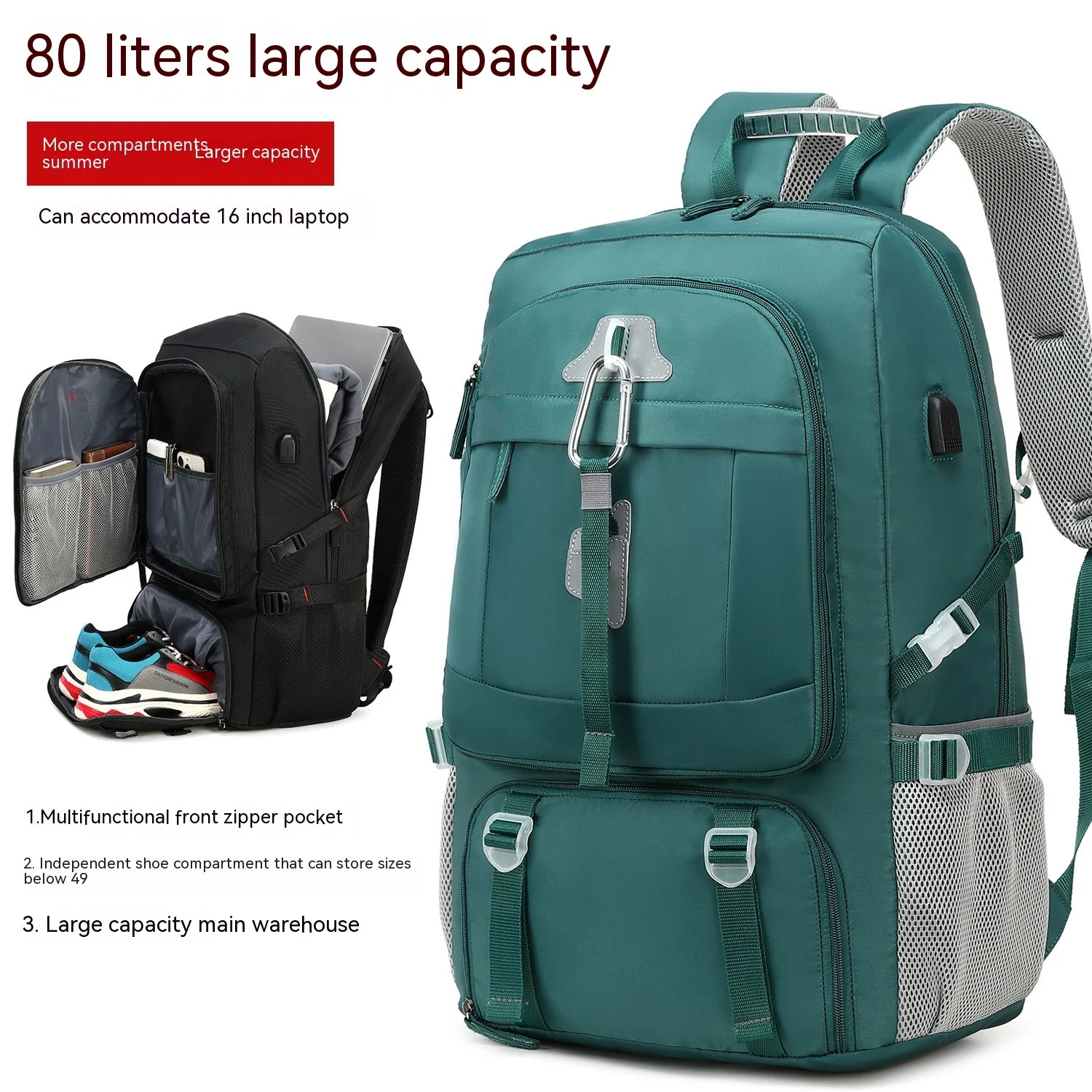 Mochila masculina de viagem para negócios, grande capacidade, ideal para viagens curtas. Conforto e organização garantidos. — foto 10