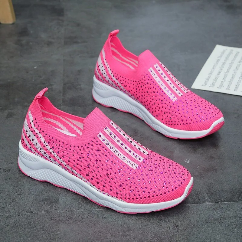 Title 6, Womens Rhinestone Elastic Foot Knit Casual Sho...