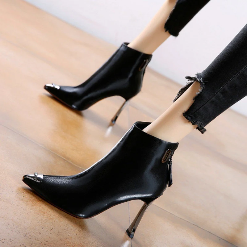 Title 6, Womens Back Zip Stiletto Ankle Boots Martin fo...