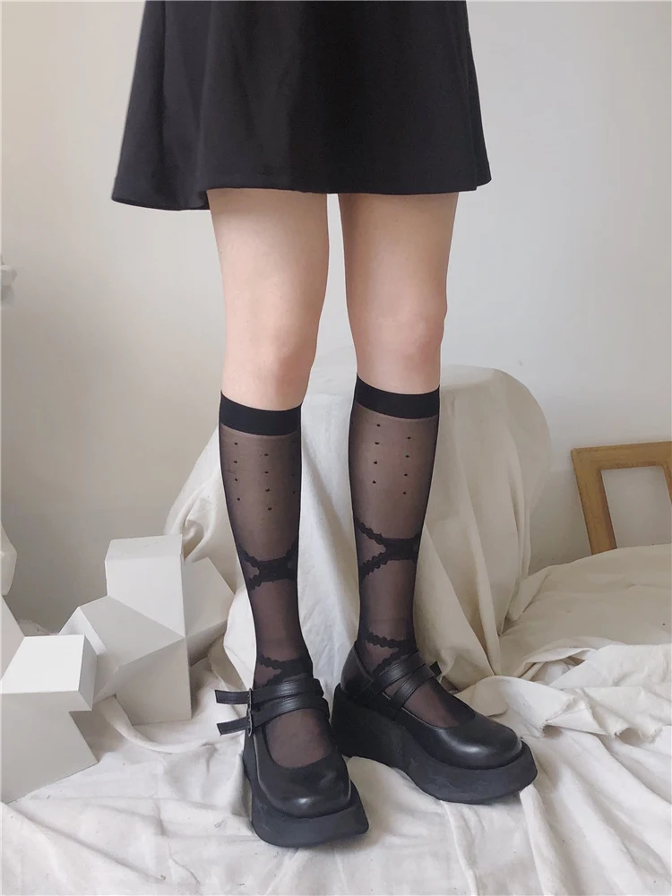 Title 6, Bowknot Cross Stockings Thin And Cute