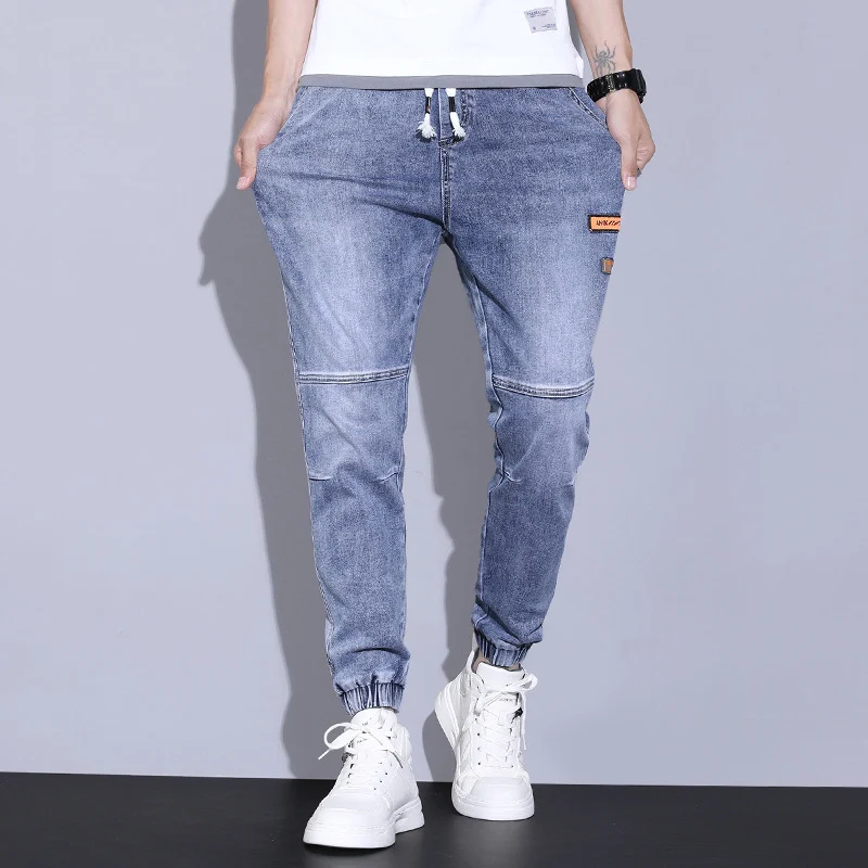 Title 5, Elastic waist drawstring pants with stitching a...
