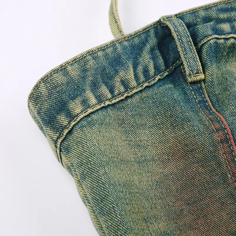 Title 7, Washed tie-dyed zipper button tight irregular o...