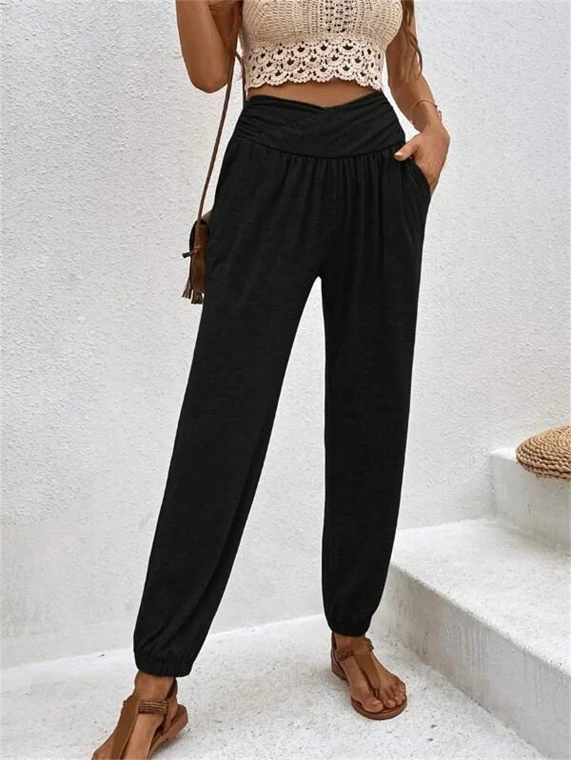 Women's Casual Loose Pocket High Waist Ankle-tied Trousers. Comfortable and Stylish, Perfect for Everyday Wear or Relaxe — photo 6