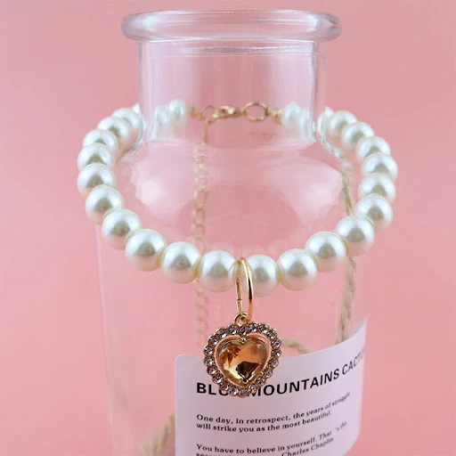 Cat Collar Pet Pearl Necklace Pet Collar Cat and Dog Jewelry Love Diamond Pet Products for Dog Birthday Gift Photo Acces — photo 6