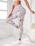 Calças de treino de cintura alta com estampa tie-dye sem costura, ideais para exercícios e yoga, proporcionando conforto e estilo. — foto 7