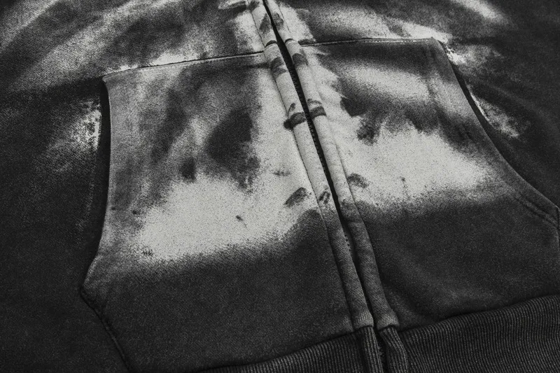Moletom com capuz de fleece lavado retrô High Street masculino. Conforto e estilo vintage para um visual casual e autêntico, perfeito para o dia a dia. — foto 9