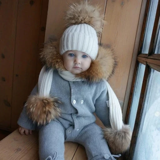 Title 2, Conjunto infantil de gorro e cachecol de lã com...