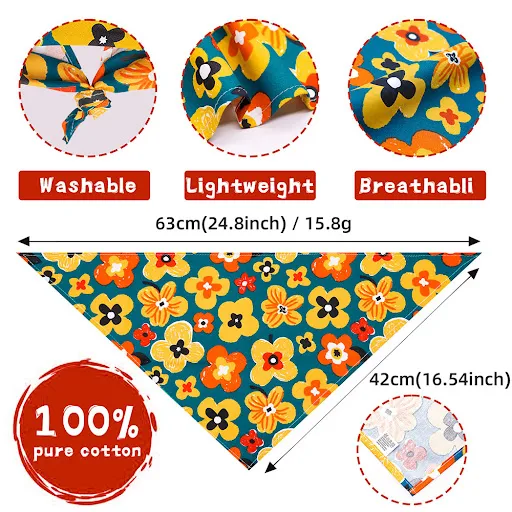 10/20pcs Pet Dog Bandana Small Large Dog Bib Cotton Cute Puppy Saliva Scarf Flower Print Cat Kerchief Dog Grooming Acces — photo 2
