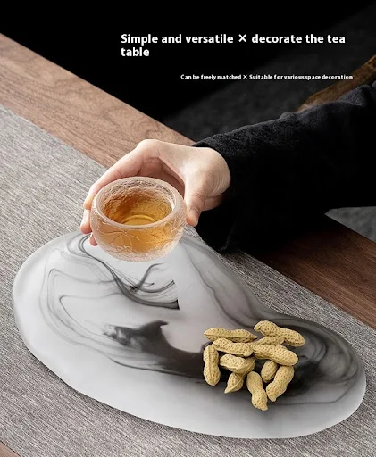 Title 6, Ink Pattern Glass Tea Tray Kung Fu Tea Set – El...