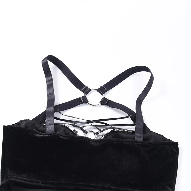 Title 26, Dark Bat Round Ring Buckle Deep V Beauty Back S...