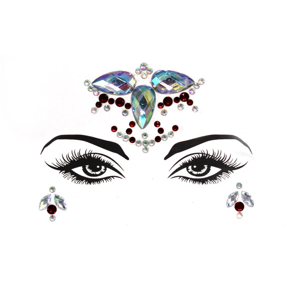 Green acrylic resin diamond face sticker, rhinestone crystal eyebrow sticker, sparkling face gems, instant beauty and ea — photo 6