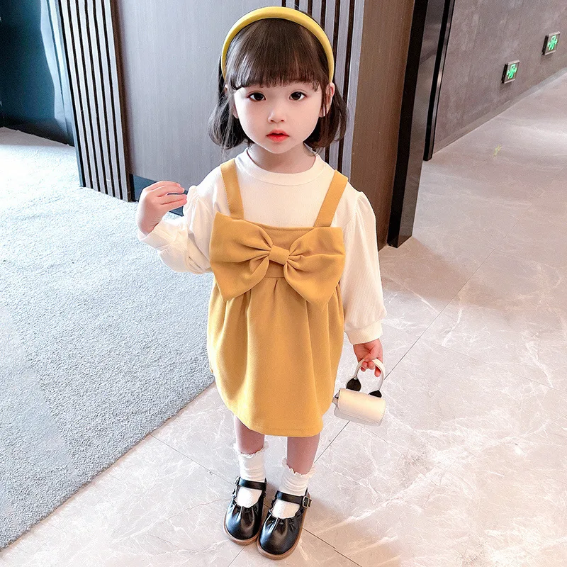 Title 2, Pure kleur lange mouwen trendy prinsessenjurk v...