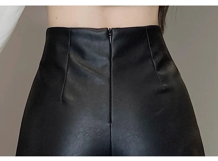 Women's High Waist PU Leather Shorts, Outer Wear Slimming Design, Perfect for a Stylish and Comfortable Look, Enhancing — photo 3