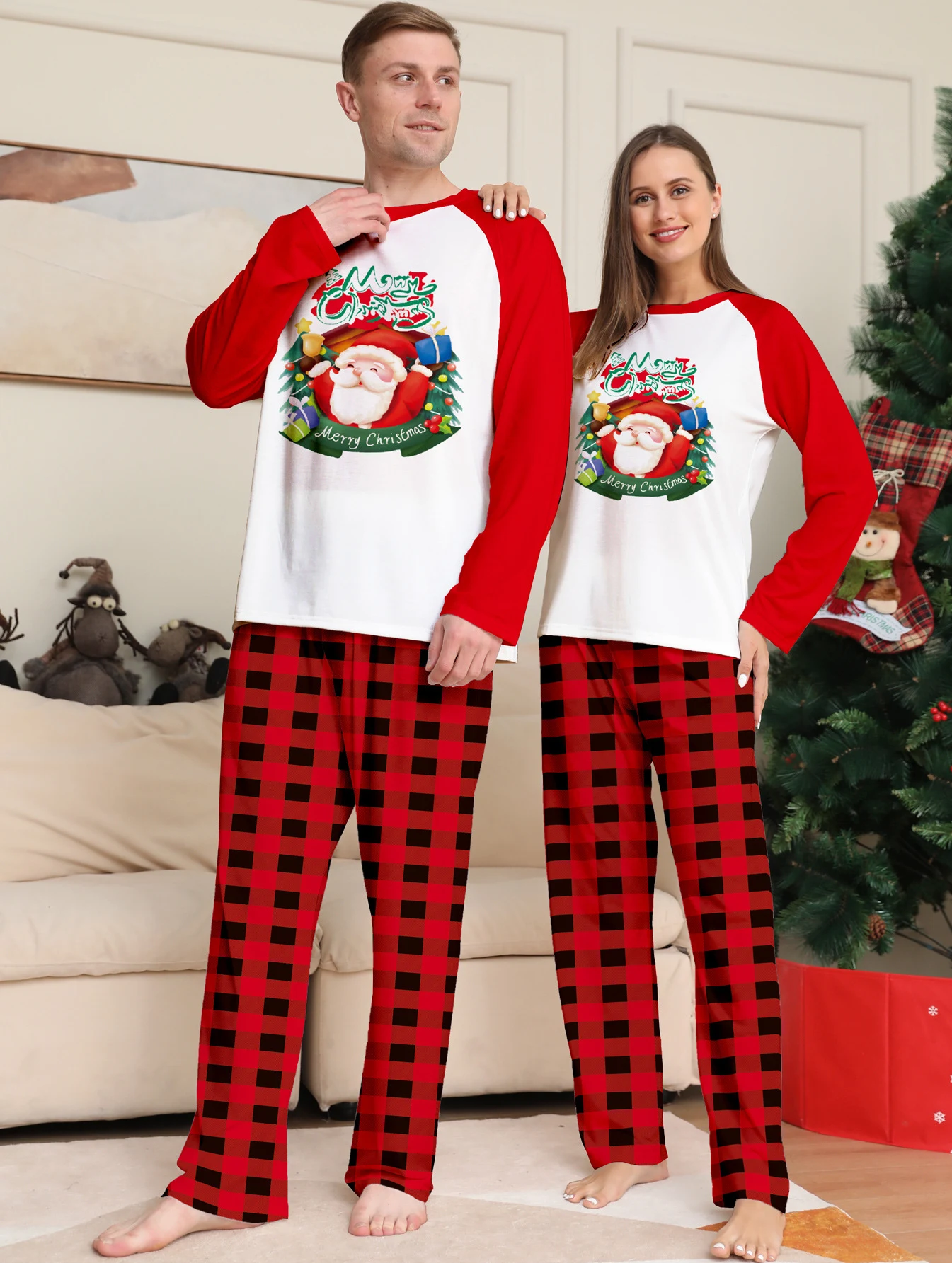 Cartoon Plaid Printed Long Sleeve Holiday Suit for Festive Occasions Offers Comfort and a Fun, Playful Look, Perfect for — photo 9