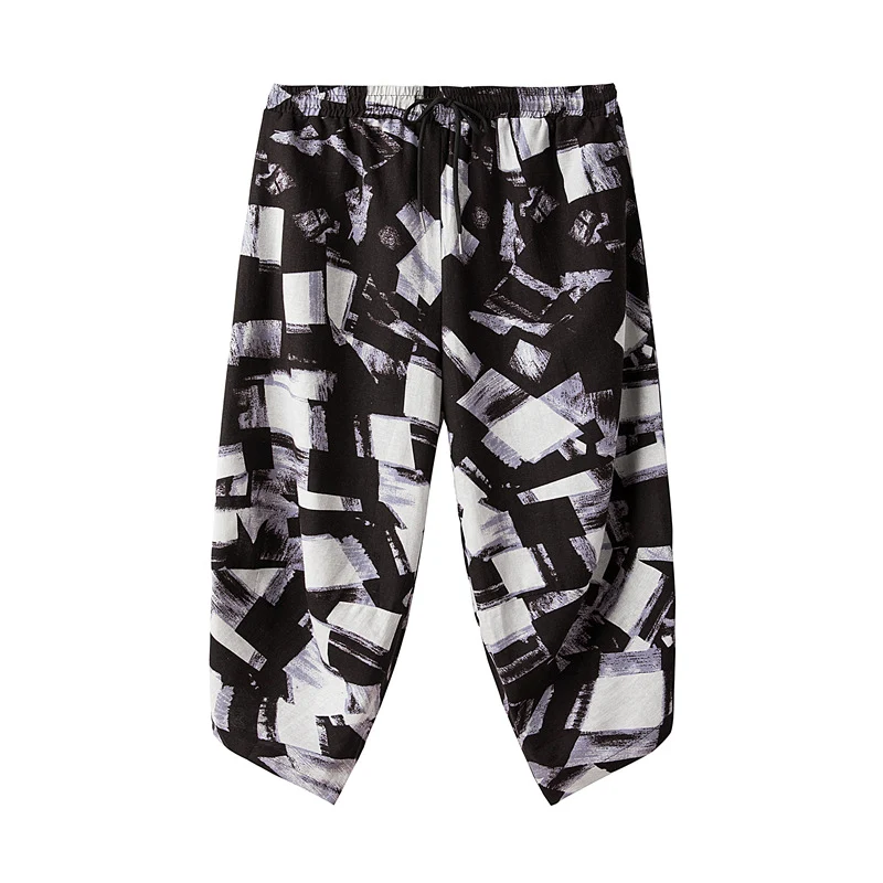 Heren Cropped Broek Chinese Stijl Retro Print Strand Draag comfort en unieke stijl deze zomer. Perfect voor een ontspannen look op het strand of in de stad. — foto 2