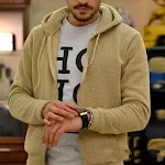 Men's solid color zipper hooded jacket, offering comfort and style for everyday wear. A versatile outerwear piece perfec — photo 1