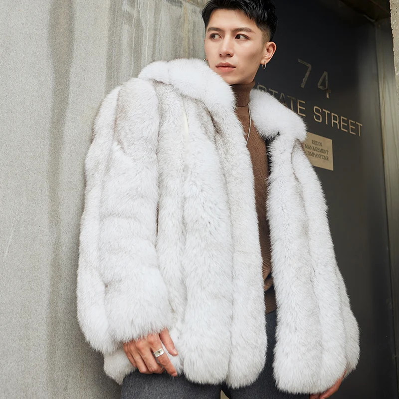 Jaqueta de inverno masculina com personalidade de pele, casaco estiloso e quente para o inverno. Conforto e elegância em climas frios. — foto 1