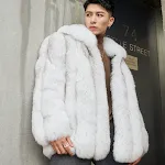 Jaqueta de inverno masculina com personalidade de pele, casaco estiloso e quente para o inverno. Conforto e elegância em climas frios. — foto 1