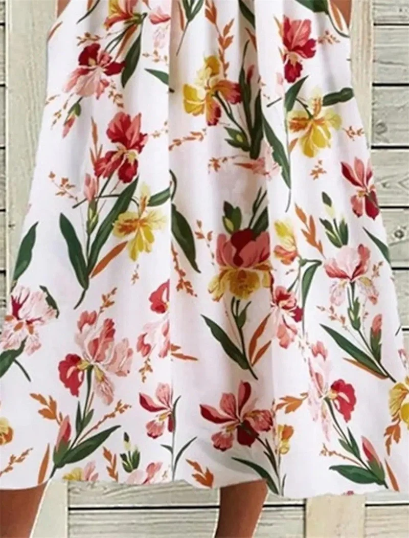Title 28, Sommermode Rundhals-Pullover-Druck, lockeres Kleid