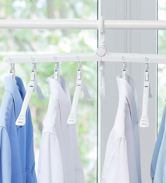 Retractable Clothes Hanger Folding Multifunctional Non-slip Storage Rack Clothing Rod Wardrobe Space Saver Laundry Shelf — photo 4