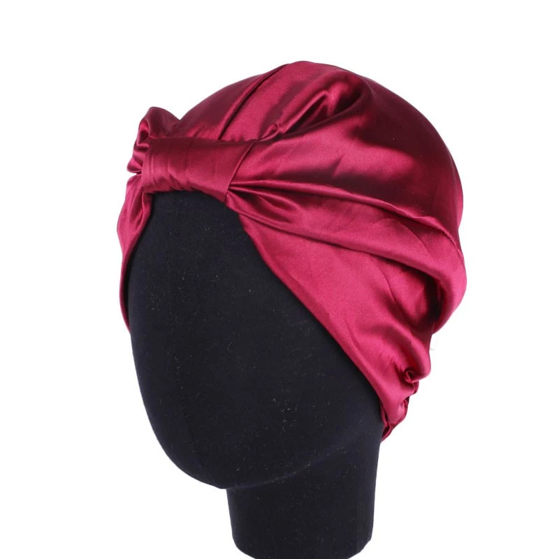 Title 7, Double-layer stretch satin turban for stylish h...