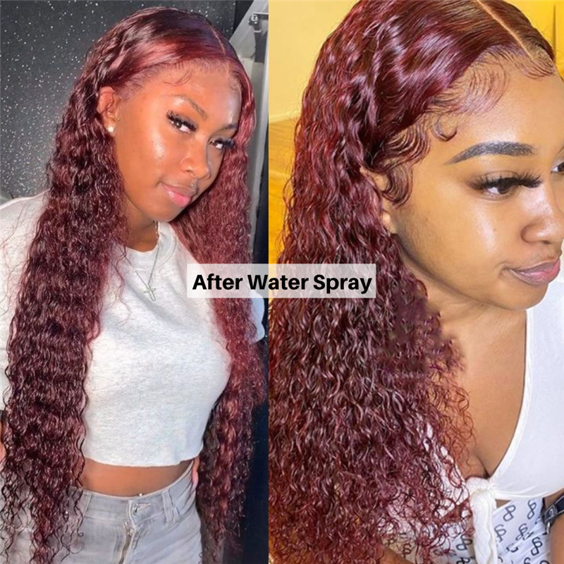 Peruca de cabelo longo cacheado e ondulado borgonha vermelho com divisão central, mude seu visual com facilidade e estilo — foto 3