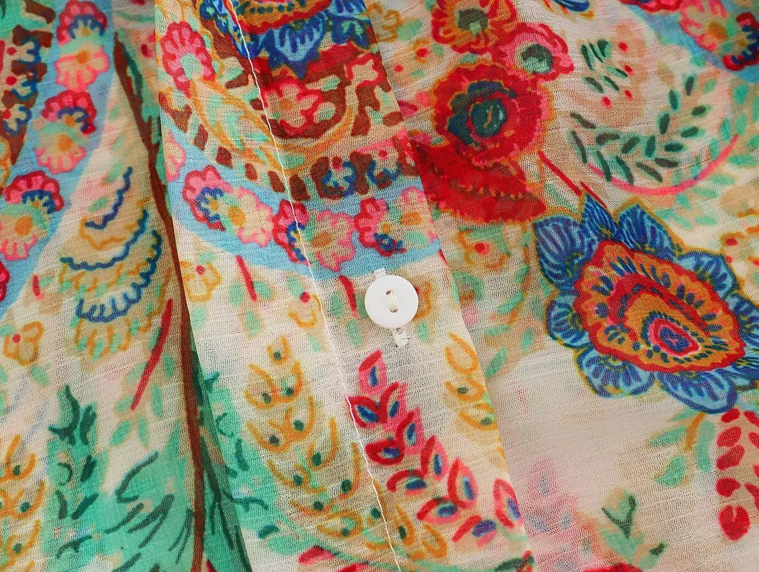Title 7, Chiffon blouse met revers print en pofmouwen. E...