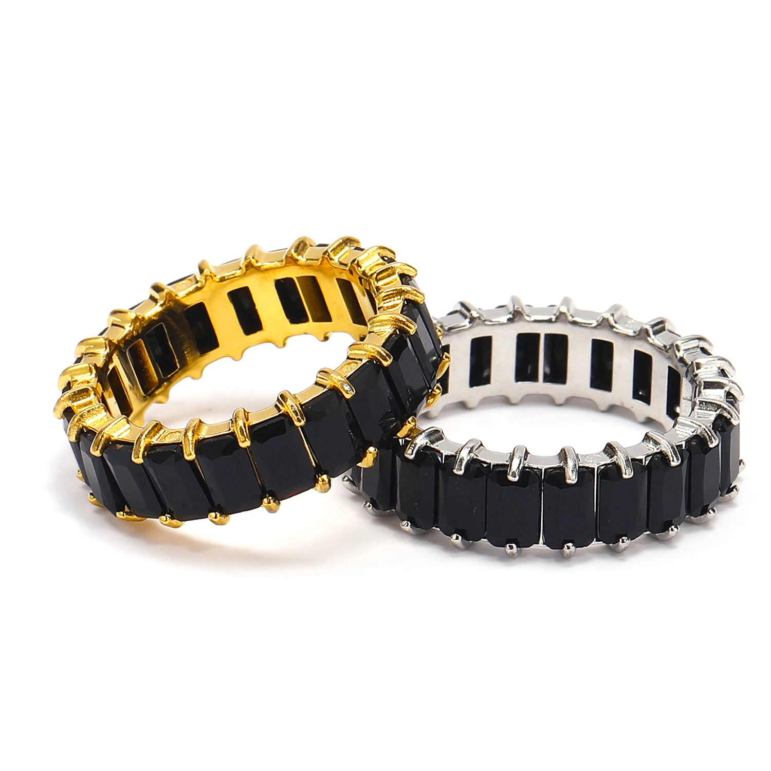 Anel Niche de aço titânio com zircônias coloridas, um acessório vibrante e estiloso para adicionar um toque de cor e personalidade ao seu visual. — foto 12