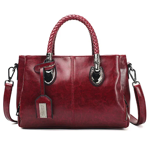 Title 7, Bolsa feminina de couro encerado a óleo, elegan...