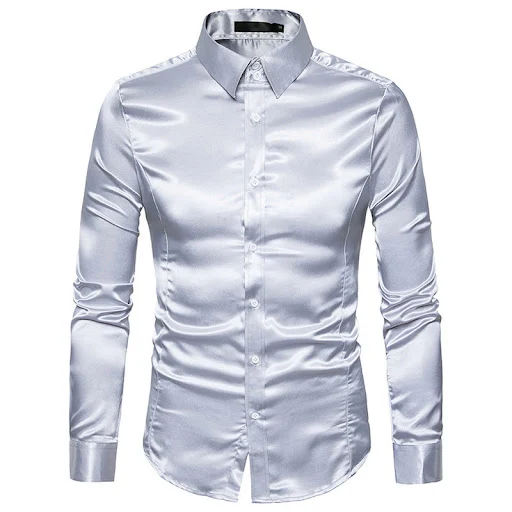 Title 9, Mens Casual Fashion Shiny Long Sleeved Lapel S...