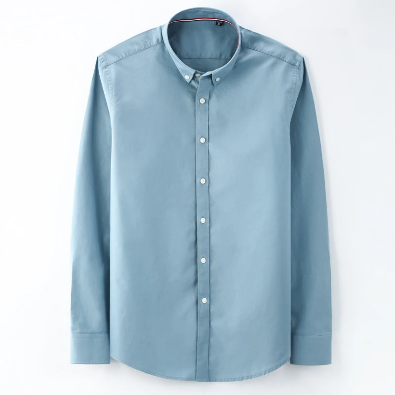 Four Seasons Oxford Pure Color Long Sleeve Casual Men's Shirt. A comfortable and versatile shirt perfect for everyday we — photo 5