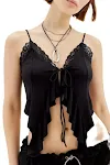 Women's Solid Color Lace Sexy Hot Girl V-neck Strap Vest, perfect for a night out or a casual yet flirty look. — photo 1