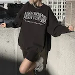 Suéter longo estampado com letras esportivas casuais de manga comprida — foto 3