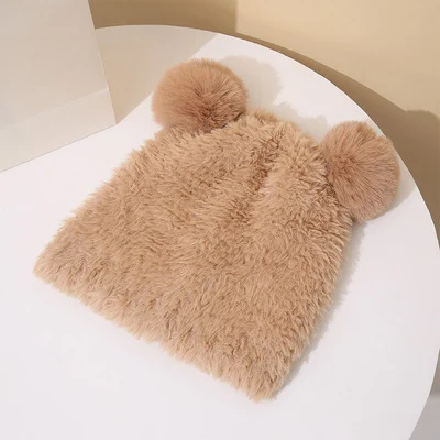 Title 4, Womens Warm Double Hairball Wool Hat with Bear...