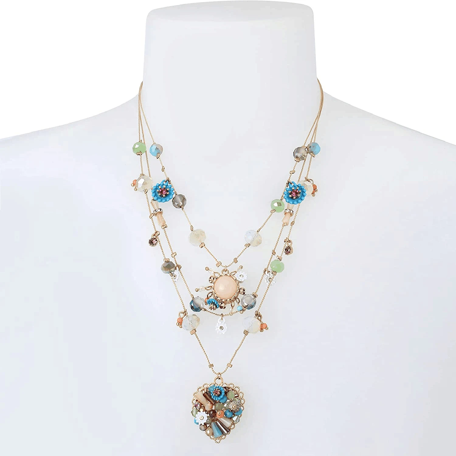 Colar feminino boêmio artesanal multicamadas com contas em forma de coração, perfeito para adicionar um toque de charme ao seu visual. — foto 4