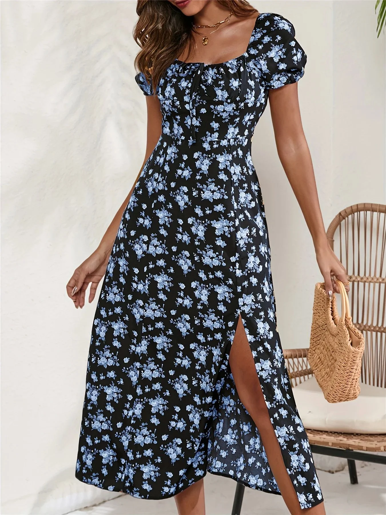 Dames bedrukte lange rok, casual strapless — foto 1