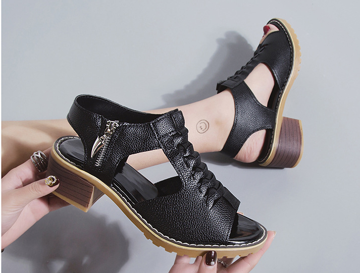 Title 10, Round Toe Side Zipper Casual Student Sandals Co...