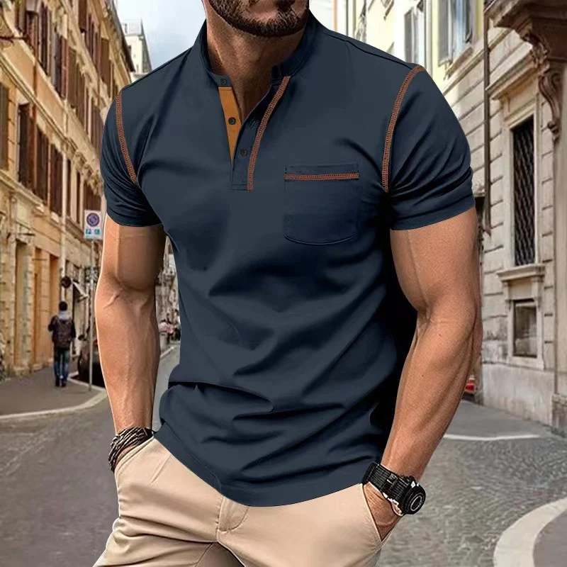 Men's short-sleeved quick-dry casual polo shirt offers comfort and breathability. Perfect for everyday wear, staying coo — photo 1