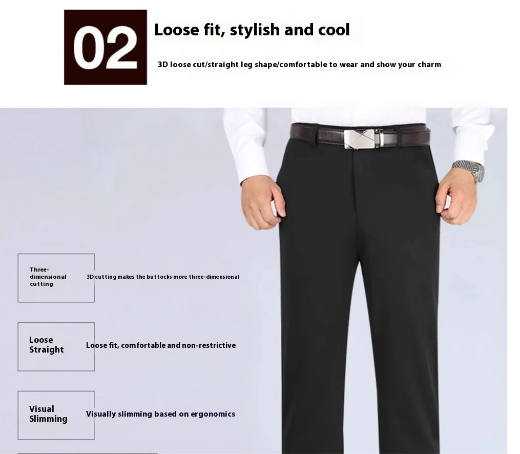 Title 12, Mens Casual Trousers Elastic Non-ironing Loose...