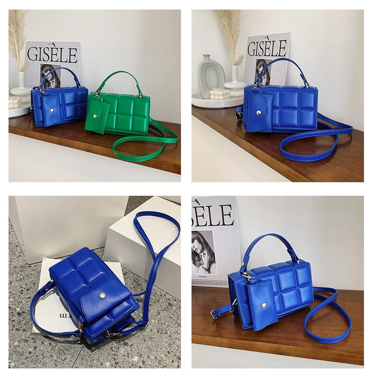 Bolsa de mão xadrez, simples, moderna e elegante, com cores sólidas. Perfeita para um look estiloso e sofisticado, ideal para o dia a dia. — foto 1