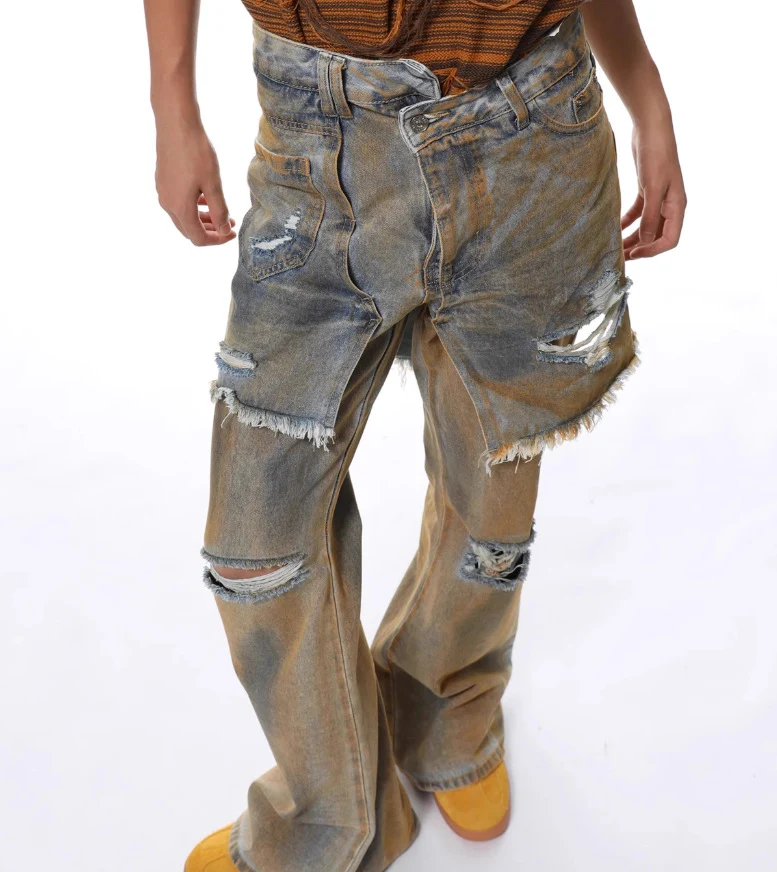 Title 4, Jeans Bootcut American Street con Strappi Godit...