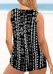 Black Geometric Print Wide Strap Vest Suit. Achieve a stylish and modern look, comfortable to wear with its wide straps, — photo 1