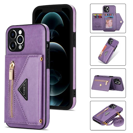 Title 4, Capa de telefone crossbody com alça de couro e ...