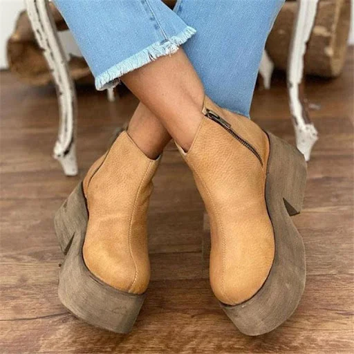 Title 4, Womens Low Round Toe Platform Martin Boots, Co...